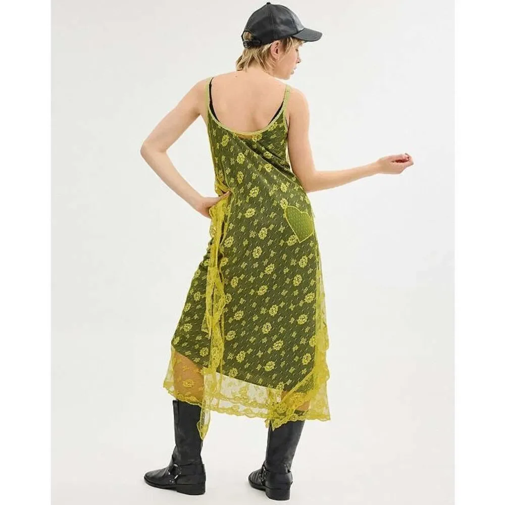 NWT COACH Yellow Ruffle Lace Slip Dress Size 0 $1295 Retail